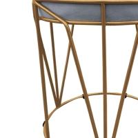 Puff Multiuso Com Mesa 2 Em 1 Suede Cinza Base Dourado