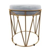 Puff Multiuso Com Mesa 2 Em 1 Suede Cinza Base Dourado - 5