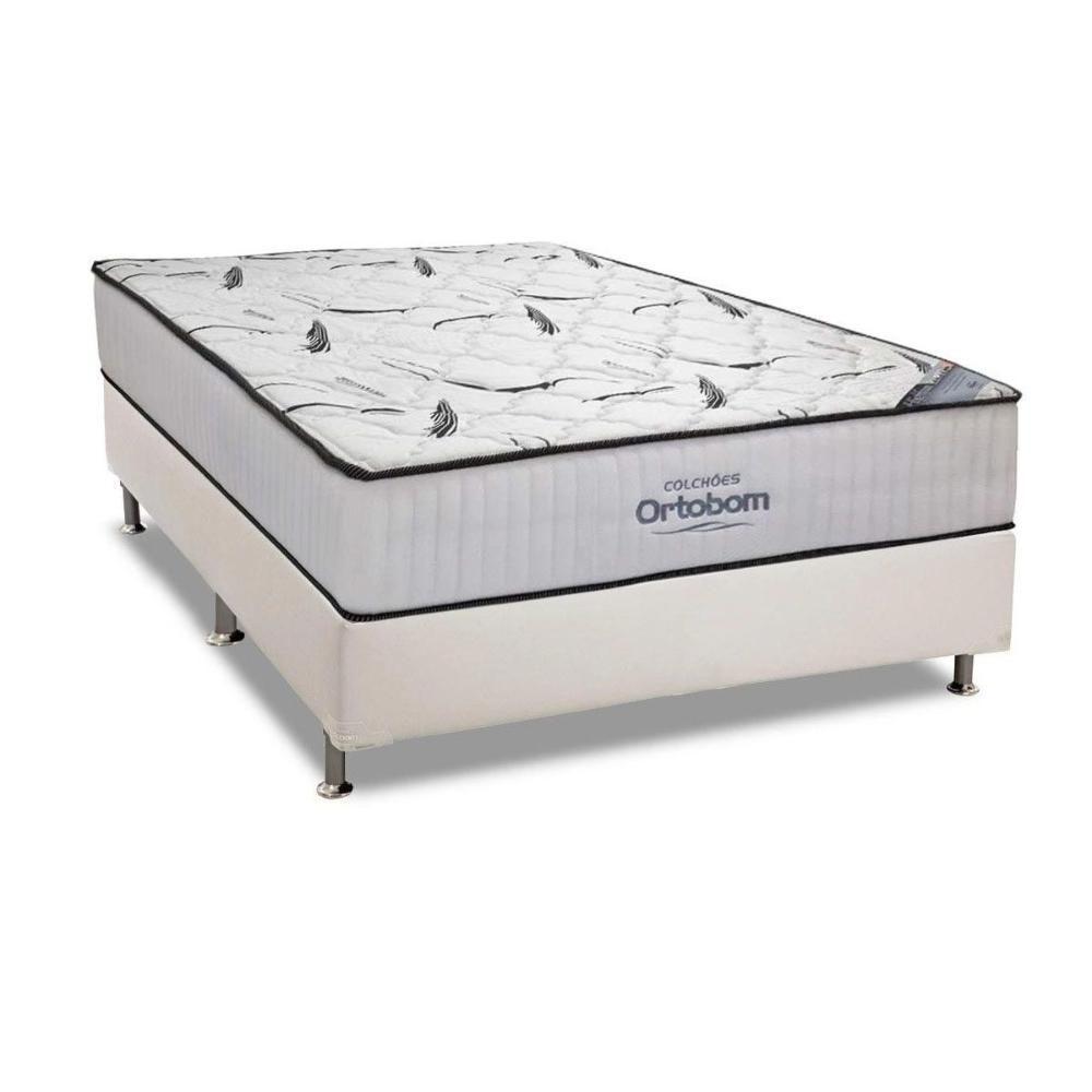 Cama Box Casal: Colchão Espuma Ortobom D45 High Foam + Base CRC Courano White(138x188) - 1