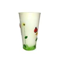 Vaso Balde Metal Enfeite Jardim Quintal Varanda Joaninha Flor Branco (sybo-g8) - 1