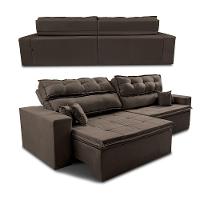 Sofá Retrátil E Reclinável 2,92m Luxos Cama Inbox Velusoft Café