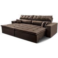 Sofá Retrátil E Reclinável 2,92m Luxos Cama Inbox Velusoft Café - 8