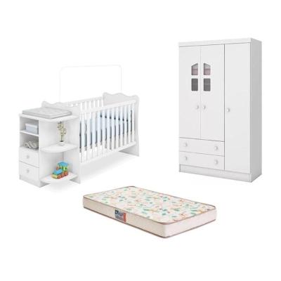 Berço Cômoda Colch.Guarda Roupa inf.Amore Branco-Fdecor