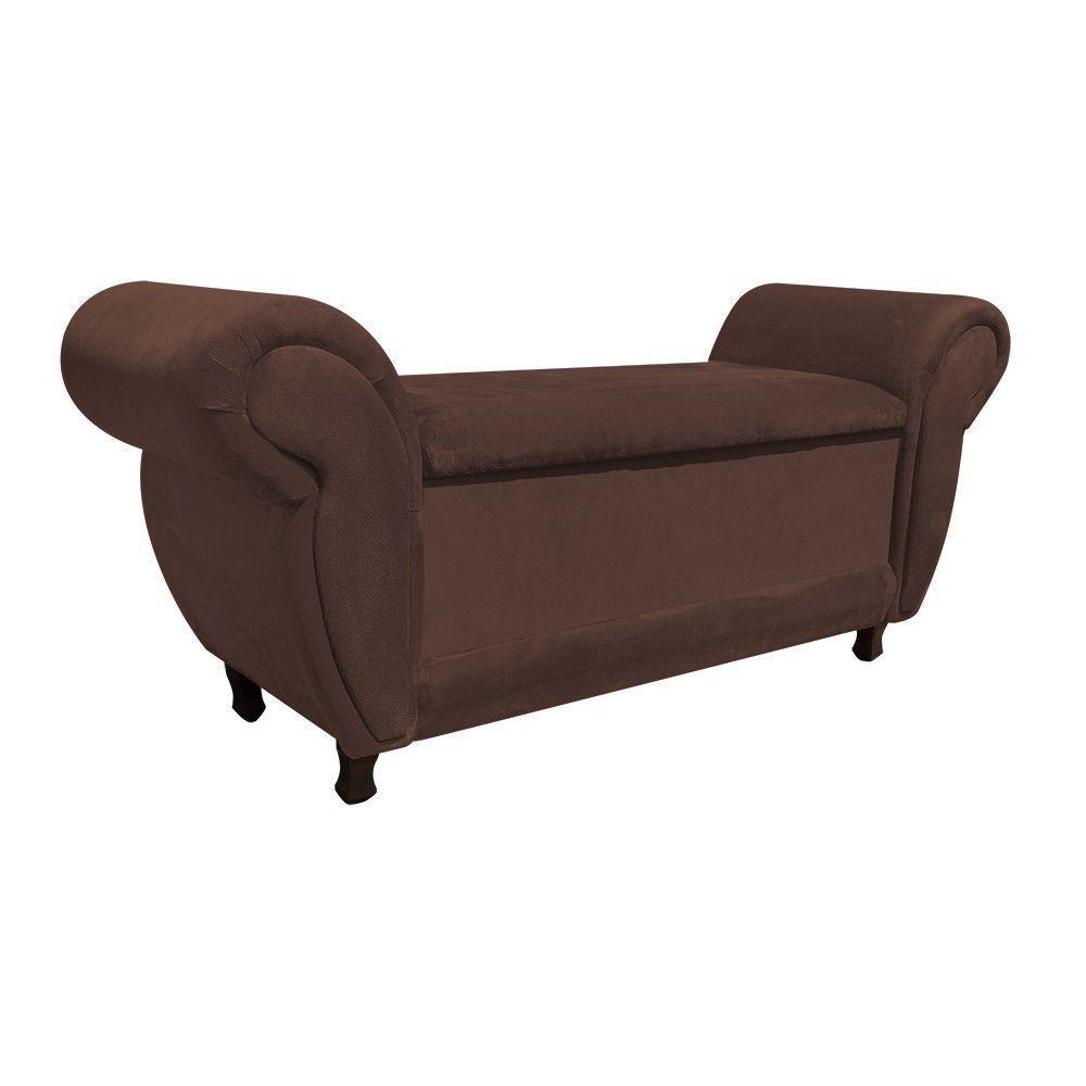 Kit 02 Recamier Com Baú Itália Suede Marrom - 3