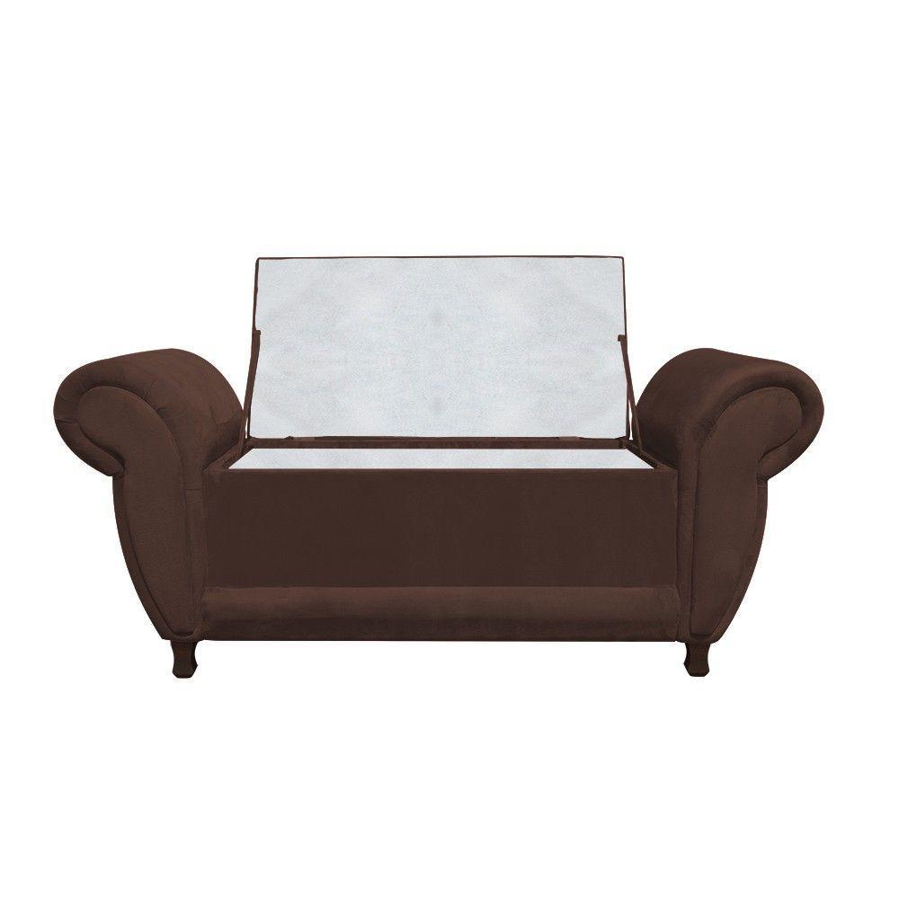 Kit 02 Recamier Com Baú Itália Suede Marrom - 6