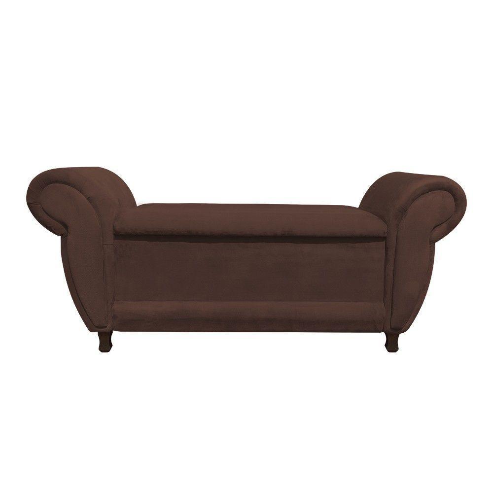 Kit 02 Recamier Com Baú Itália Suede Marrom - 7