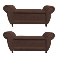 Kit 02 Recamier Com Baú Itália Suede Marrom - 1