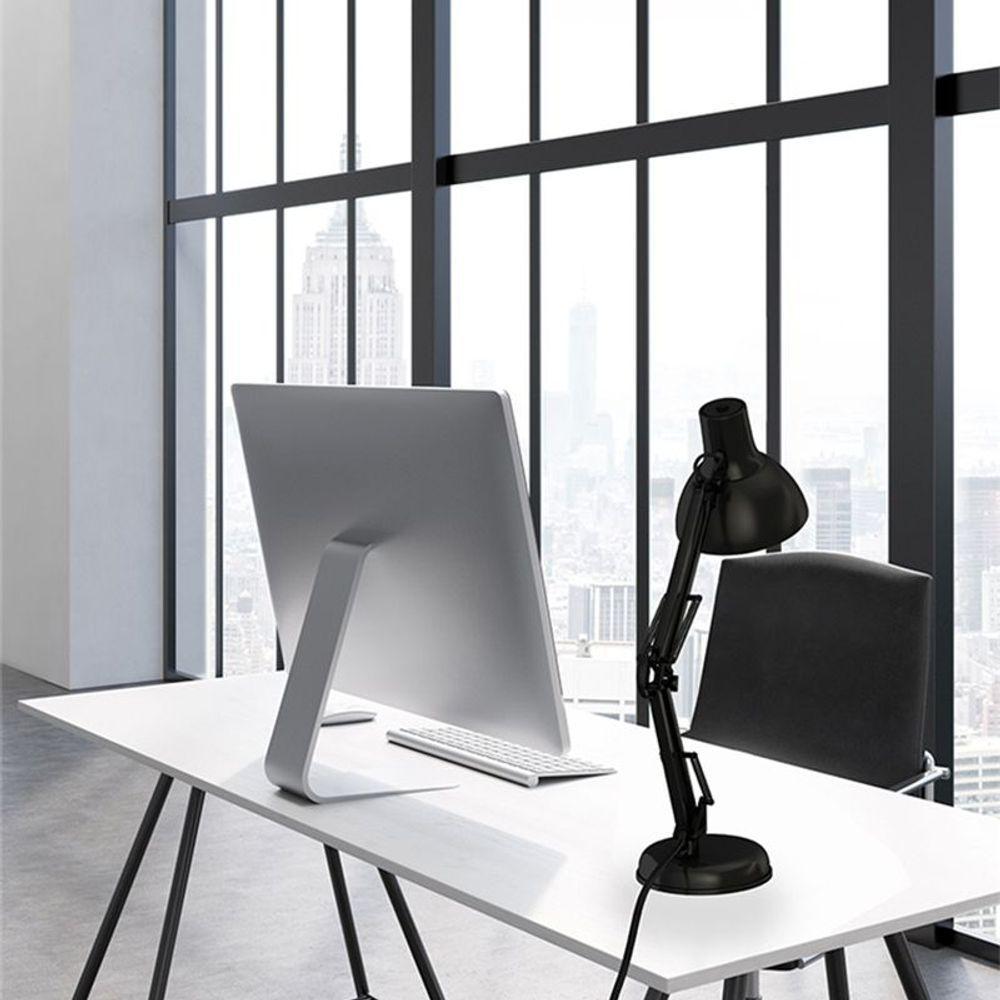 Luminaria Regulavel Articulada Escritorio Leitura Base Mesa Metal Articulavel Preto - 10