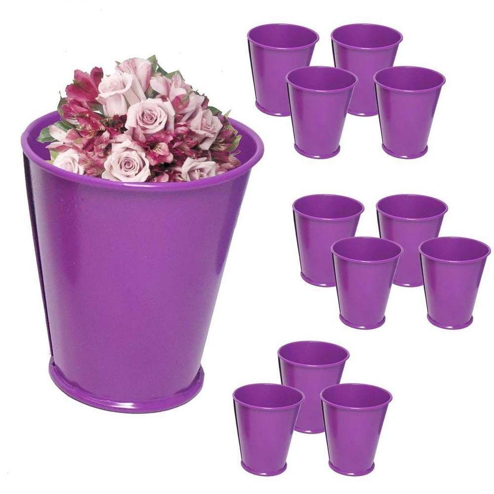Balde Cachepot De Ferro Para Mesa Festa Evento 15 Anos Pequeno Roxo Com 24 Unidades (balde-p-b) - 1