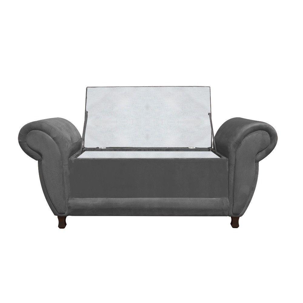 Kit 02 Recamier Com Baú Itália Suede Grafite - 2