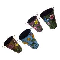 Balde Vaso Metal Enfeite Com Alça Jardim Quintal Varanda Flor Libelula Rosa (balde-26) - 2