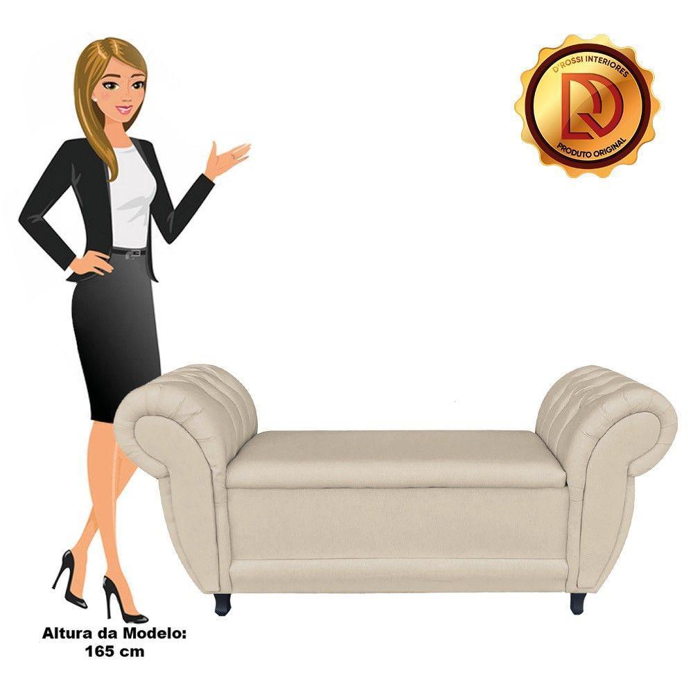 Recamier Baú Grécia 1,40m Linho Grosso Bege A19 - 2