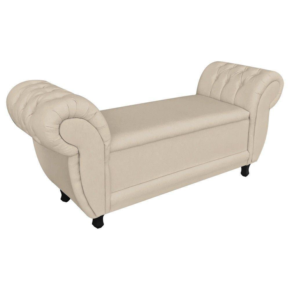 Recamier Baú Grécia 1,40m Linho Grosso Bege A19 - 4