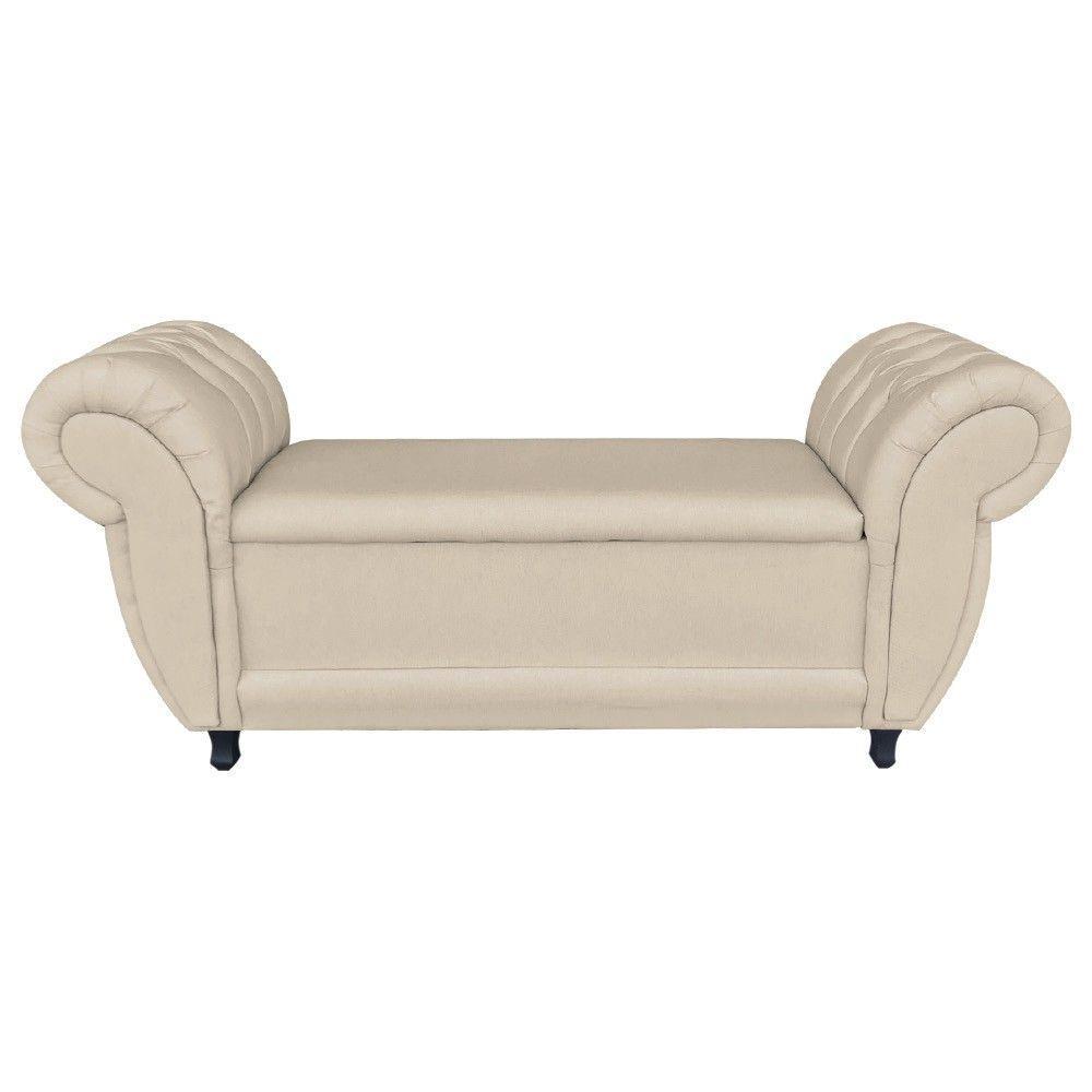 Recamier Baú Grécia 1,40m Linho Grosso Bege A19 - 10