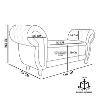 Recamier Baú Grécia 1,40m Linho Grosso Bege A19 - 5