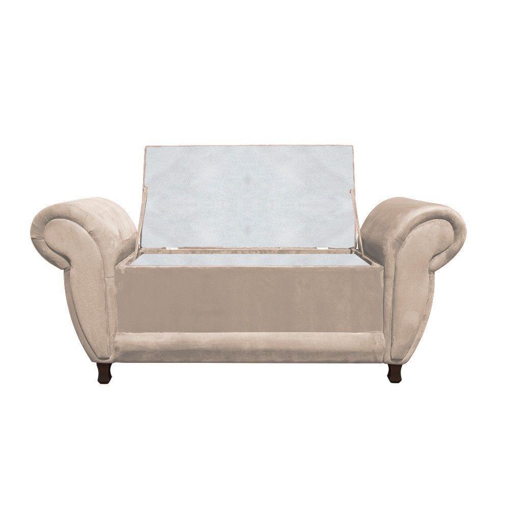 Kit 02 Recamier Com Baú Itália Suede Bege - 5
