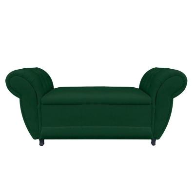 Recamier Baú Grécia Namoradeira Calçadeira 195cm Suede Verde