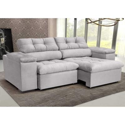 Sofá 3l 2,2m Retr/recl Veludo Olm Vancouver Pérola