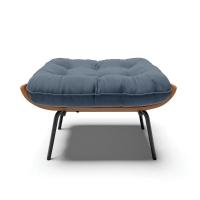 Kit 02 Puffs Costela Suede Base Metálica Preto Azul Marinho - 5