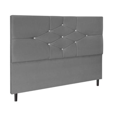 Cabeceira Cama Solteiro 90 Cm Virgínia Suede Cinza E Frame