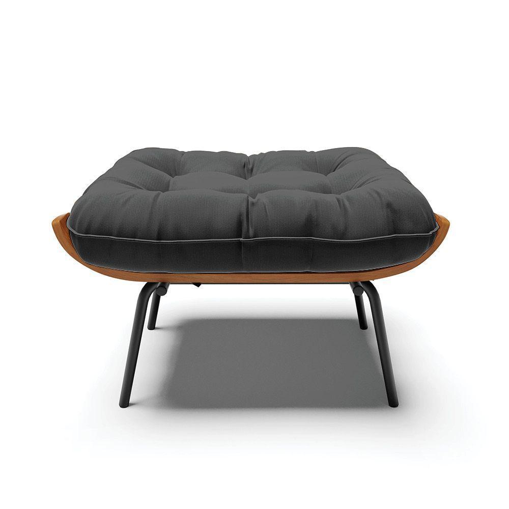 Kit 02 Puffs Costela Suede Base Metálica Preto D'Rossi Preto - 6