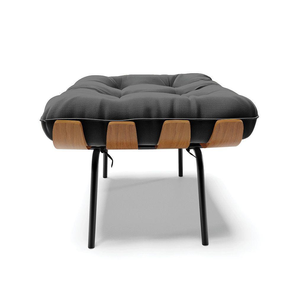 Kit 02 Puffs Costela Suede Base Metálica Preto D'Rossi Preto - 7