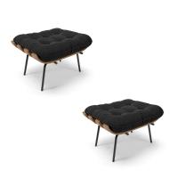 Kit 02 Puffs Costela Suede Base Metálica Preto D'Rossi Preto - 1