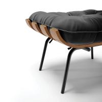 Kit 02 Puffs Costela Suede Base Metálica Preto D'Rossi Preto