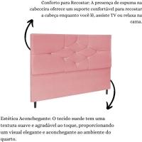 Cabeceira Cama Box Queen 160cm Virgínia Suede Rosa E Frame. - 6