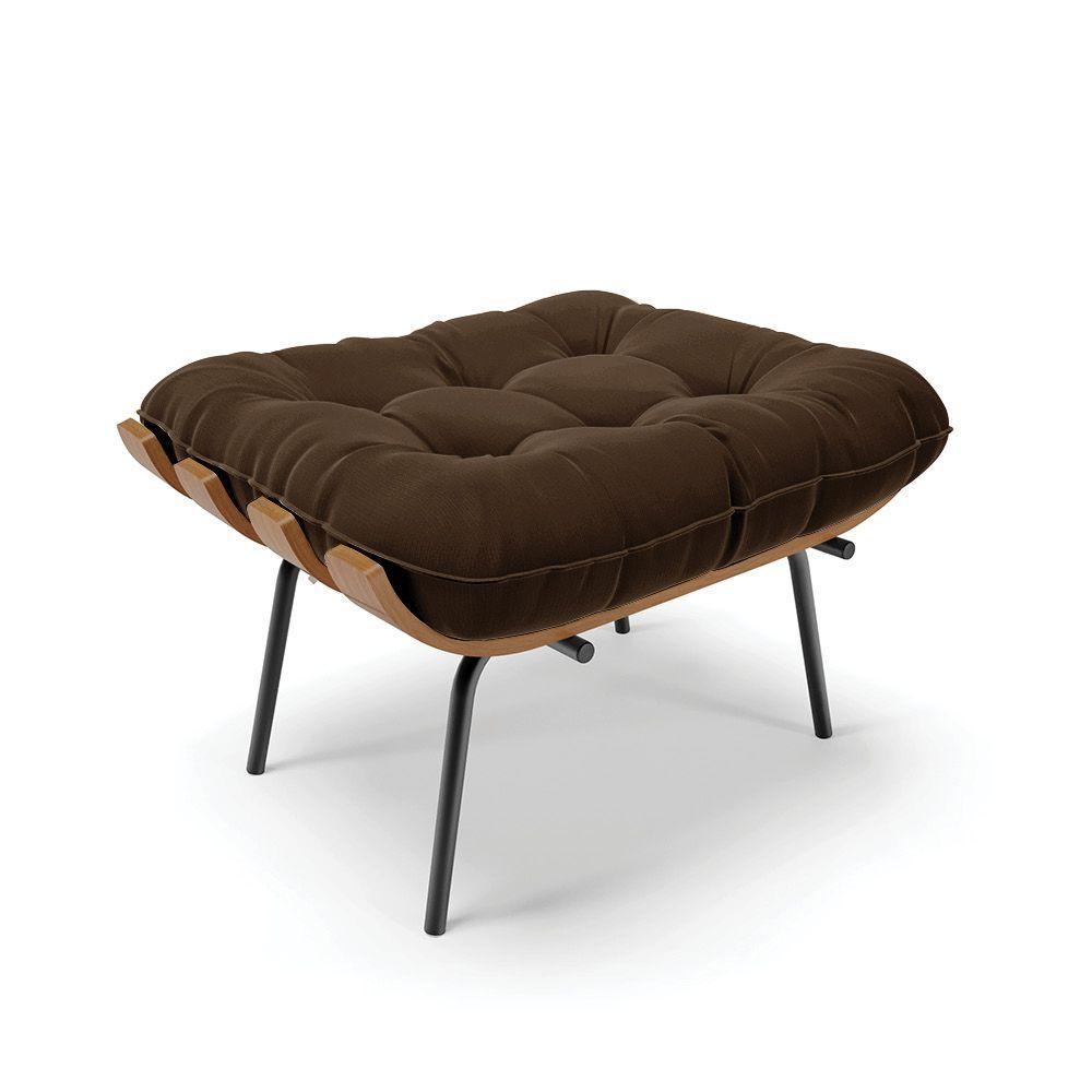 Kit 02 Puffs Costela Suede Base Metálica Preto Marrom - 6