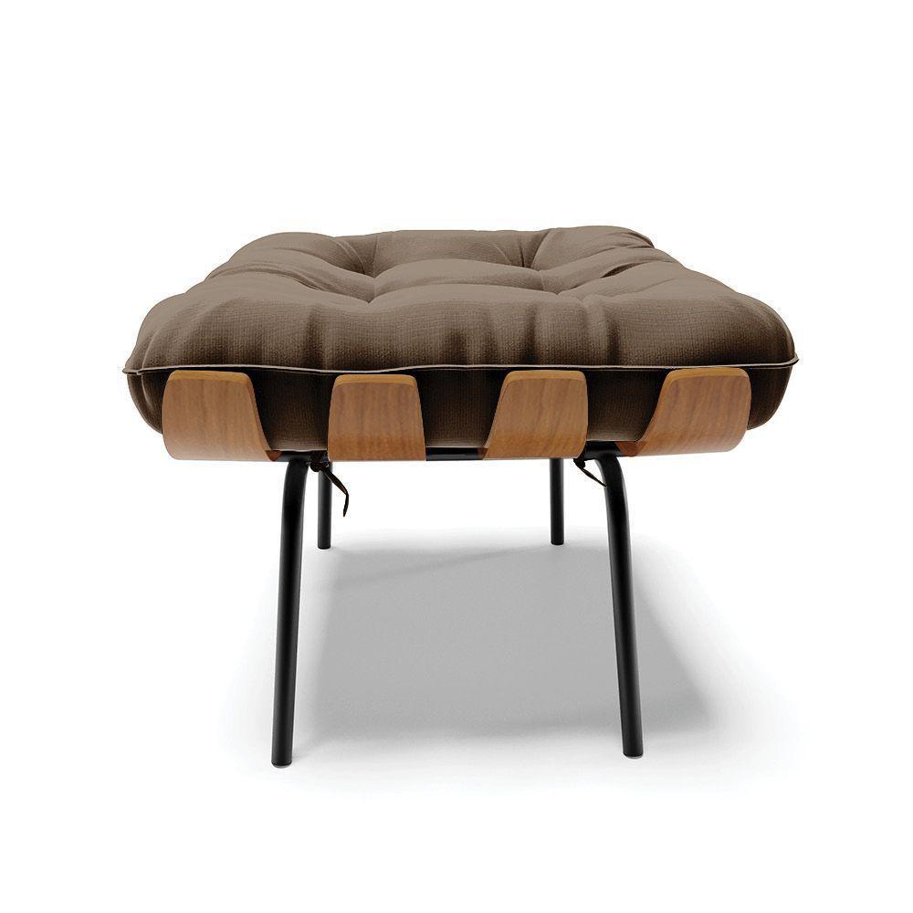 Kit 02 Puffs Costela Suede Base Metálica Preto Marrom - 7