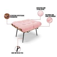 Kit 02 Puffs Costela Suede Base Metálica Preto Rosa Bebê - 3