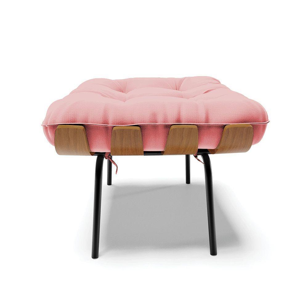 Kit 02 Puffs Costela Suede Base Metálica Preto D'Rossi Rose - 7