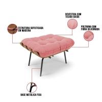 Kit 02 Puffs Costela Suede Base Metálica Preto D'Rossi Rose - 3