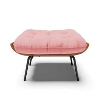 Kit 02 Puffs Costela Suede Base Metálica Preto D'Rossi Rose - 6