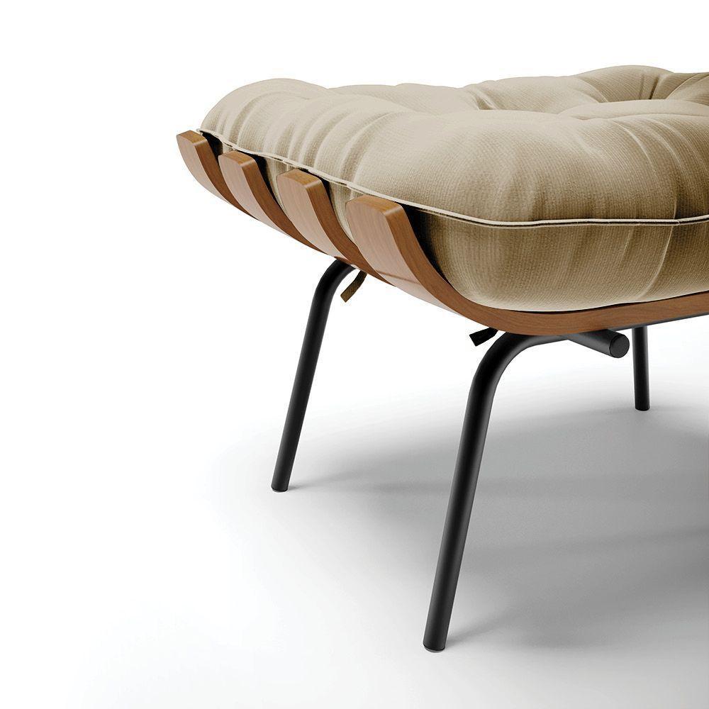 Kit 02 Puffs Costela Suede Base Metálica Preto Marrom Rato - 4