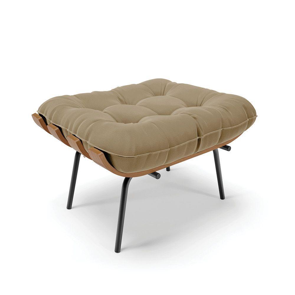 Kit 02 Puffs Costela Suede Base Metálica Preto Marrom Rato - 6