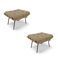 Kit 02 Puffs Costela Suede Base Metálica Preto Marrom Rato - 1