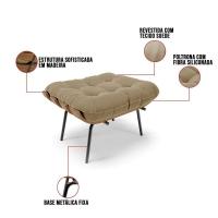 Kit 02 Puffs Costela Suede Base Metálica Preto Marrom Rato - 3