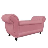 Recamier com Baú Grécia Namoradeira Calçadeira Suede Rose - 1