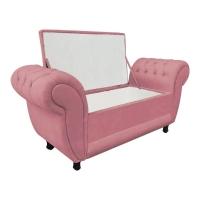 Recamier com Baú Grécia Namoradeira Calçadeira Suede Rose