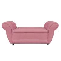 Recamier com Baú Grécia Namoradeira Calçadeira Suede Rose - 5