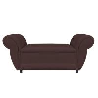 Recamier com Baú Grécia Namoradeira Calçadeira Suede Marrom - 3