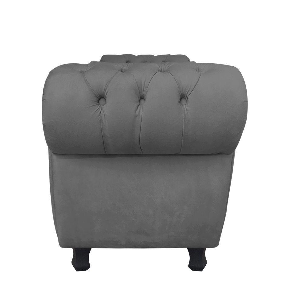Recamier com Baú Grécia Namoradeira Calçadeira Suede Grafite - 7