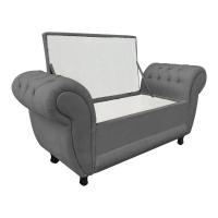 Recamier com Baú Grécia Namoradeira Calçadeira Suede Grafite - 3