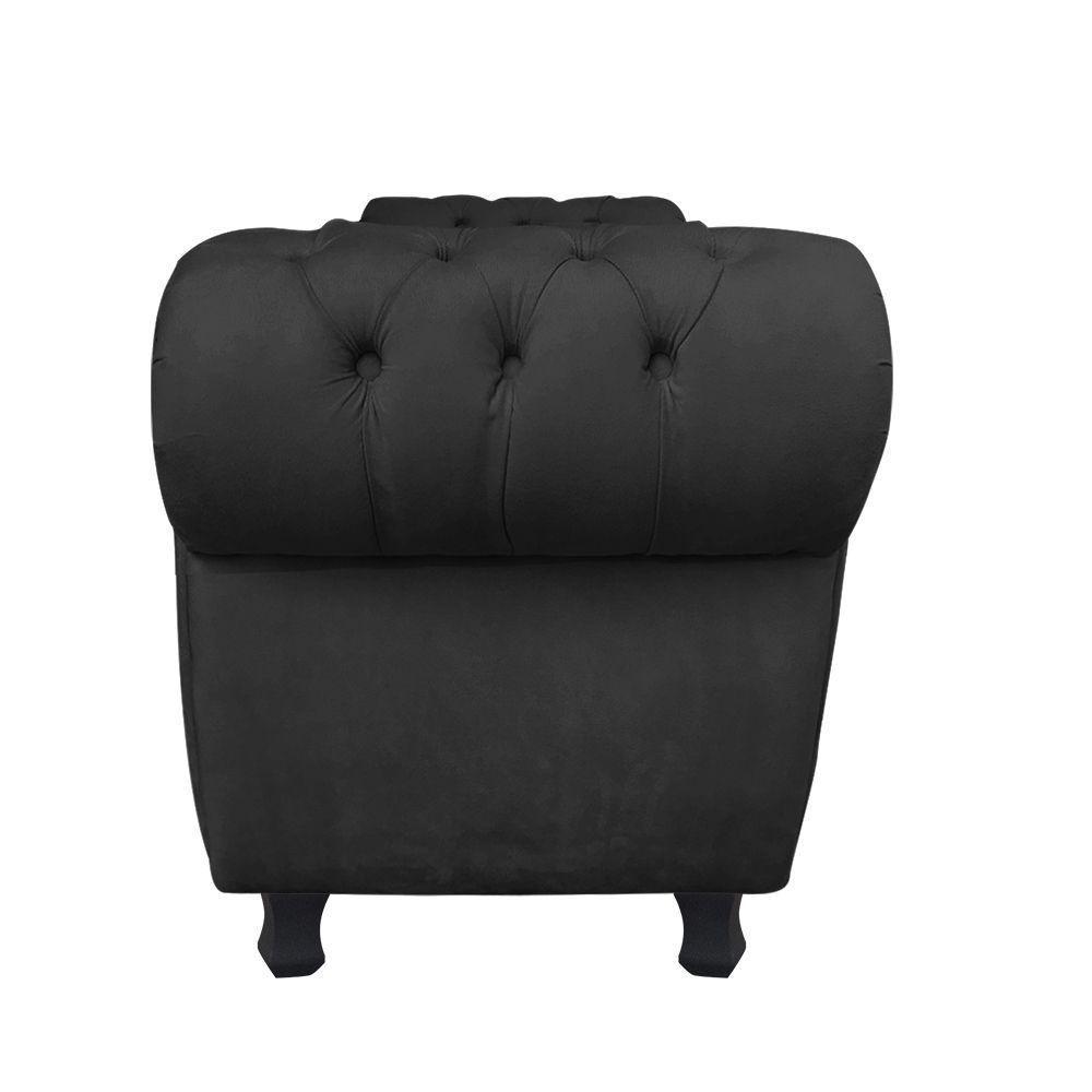 Recamier com Baú Grécia Namoradeira Calçadeira Suede Preto - 5