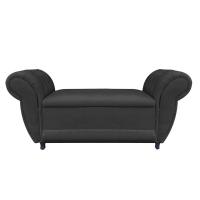 Recamier com Baú Grécia Namoradeira Calçadeira Suede Preto - 2