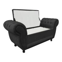 Recamier com Baú Grécia Namoradeira Calçadeira Suede Preto - 3