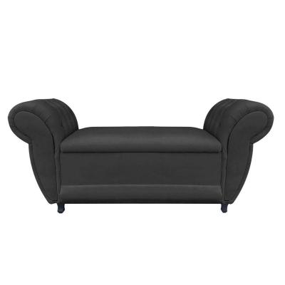Recamier com Baú Grécia 195cm Suede Preto
