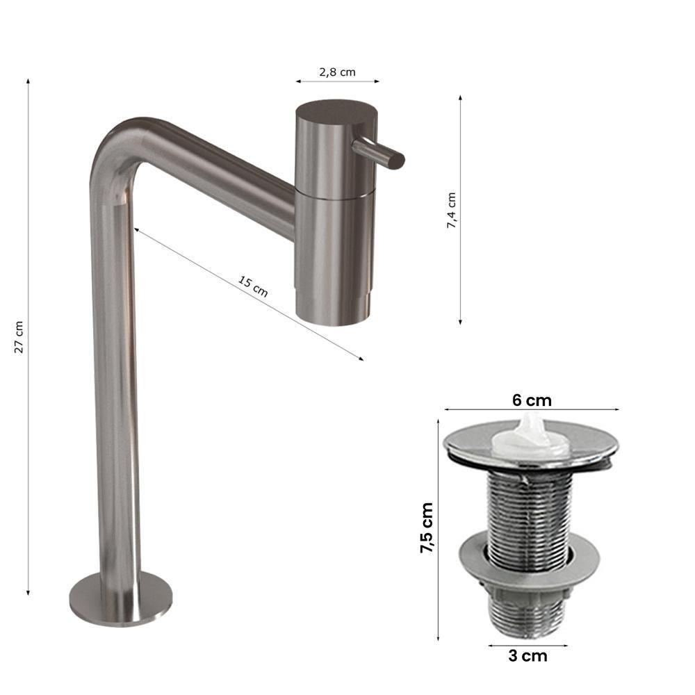 Cuba Dalla Para Banheiro Com Valvula Oculta E Torneira Inox - 3